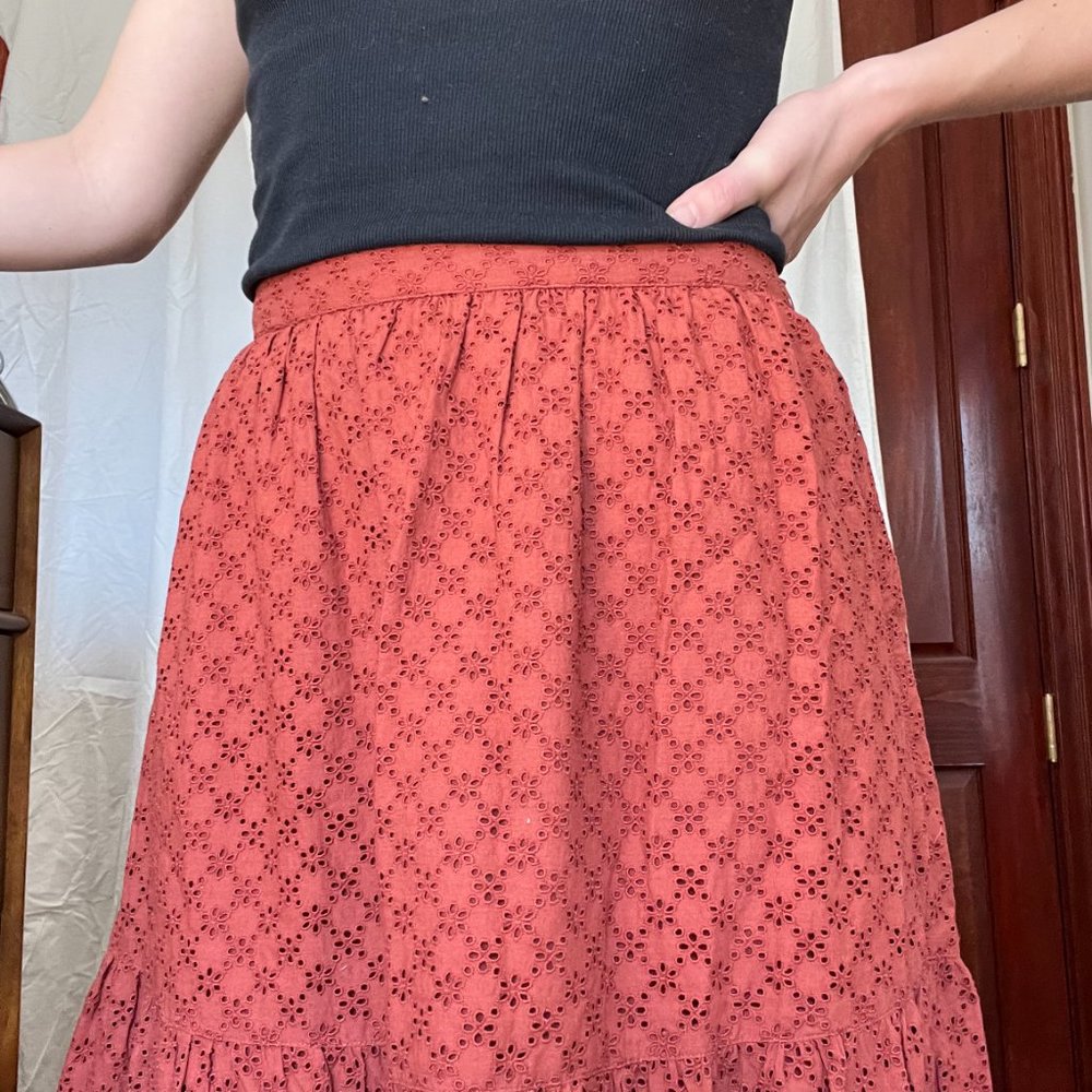 Ulla Johnson eyelet skirt in Burnt Orange - Picture 4 of 5